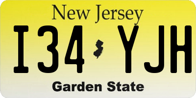 NJ license plate I34YJH