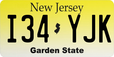 NJ license plate I34YJK