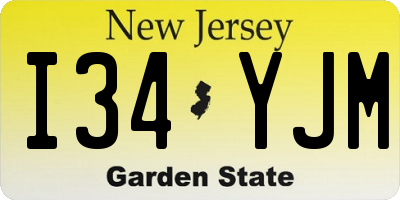 NJ license plate I34YJM