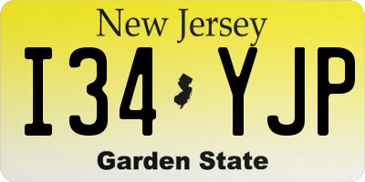 NJ license plate I34YJP