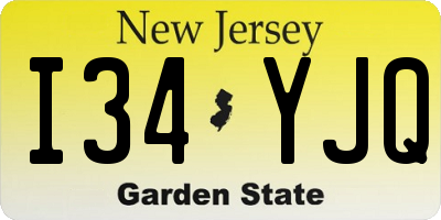 NJ license plate I34YJQ