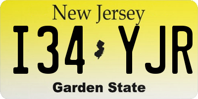 NJ license plate I34YJR