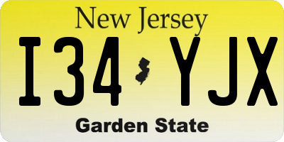 NJ license plate I34YJX