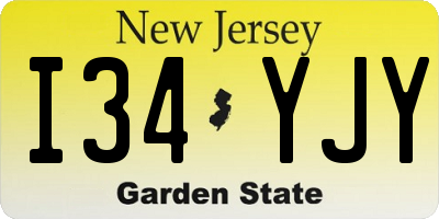 NJ license plate I34YJY