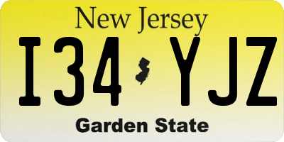 NJ license plate I34YJZ