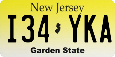 NJ license plate I34YKA