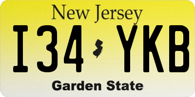 NJ license plate I34YKB
