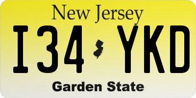 NJ license plate I34YKD