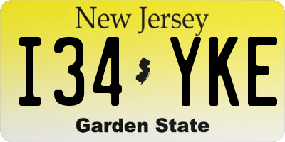 NJ license plate I34YKE