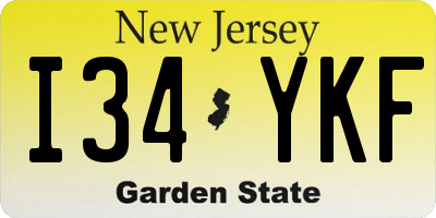 NJ license plate I34YKF