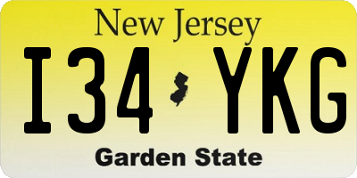 NJ license plate I34YKG