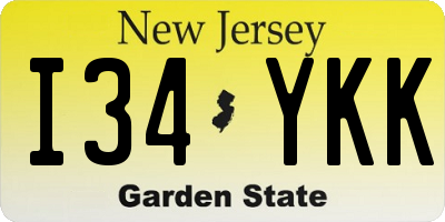 NJ license plate I34YKK