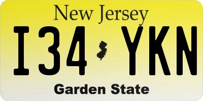 NJ license plate I34YKN