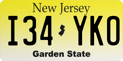 NJ license plate I34YKO