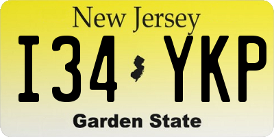 NJ license plate I34YKP