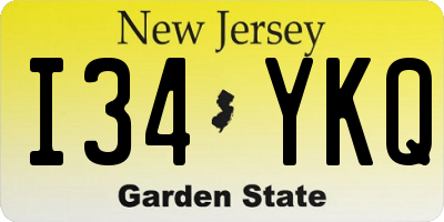 NJ license plate I34YKQ