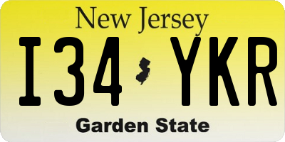 NJ license plate I34YKR