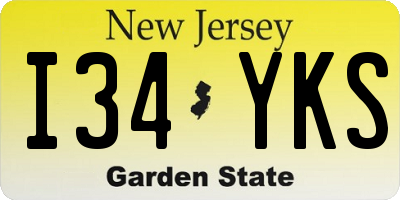 NJ license plate I34YKS