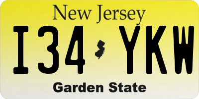 NJ license plate I34YKW