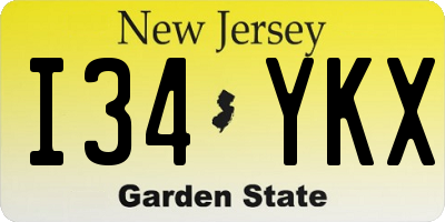 NJ license plate I34YKX