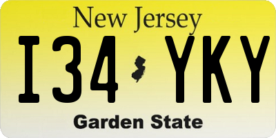 NJ license plate I34YKY