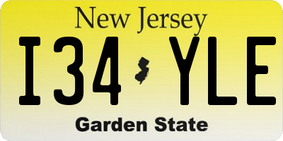 NJ license plate I34YLE