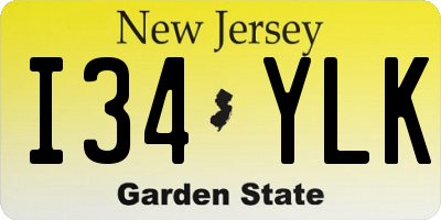 NJ license plate I34YLK