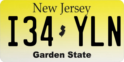 NJ license plate I34YLN
