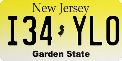 NJ license plate I34YLO