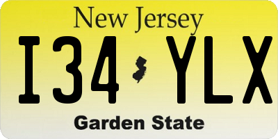 NJ license plate I34YLX