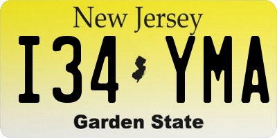 NJ license plate I34YMA