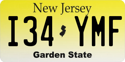 NJ license plate I34YMF