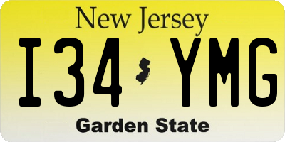 NJ license plate I34YMG