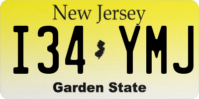 NJ license plate I34YMJ