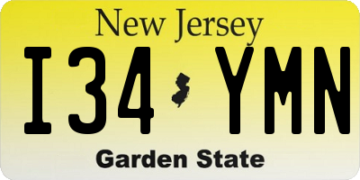 NJ license plate I34YMN