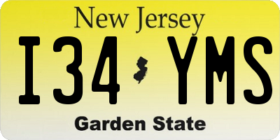 NJ license plate I34YMS
