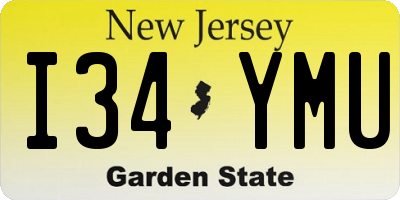 NJ license plate I34YMU