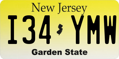 NJ license plate I34YMW