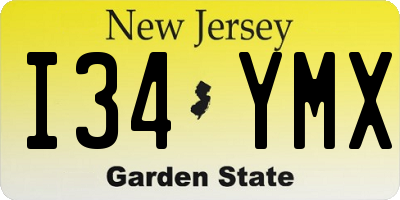 NJ license plate I34YMX