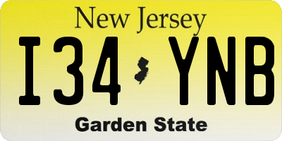 NJ license plate I34YNB