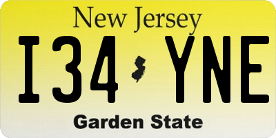 NJ license plate I34YNE
