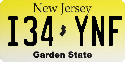 NJ license plate I34YNF