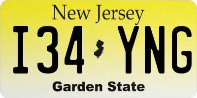 NJ license plate I34YNG
