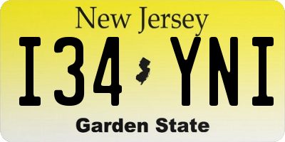 NJ license plate I34YNI