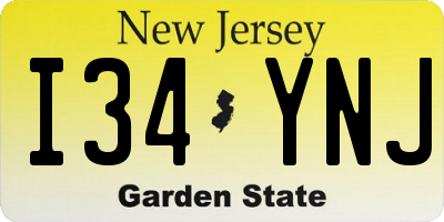 NJ license plate I34YNJ