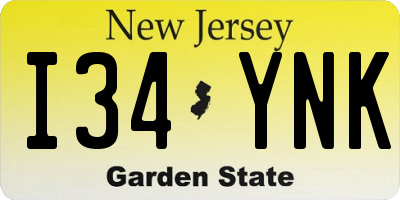 NJ license plate I34YNK