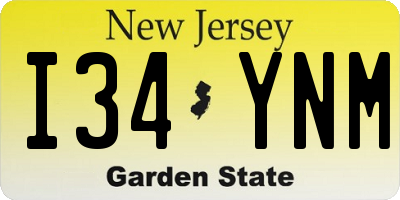 NJ license plate I34YNM