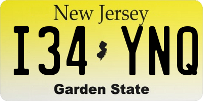 NJ license plate I34YNQ