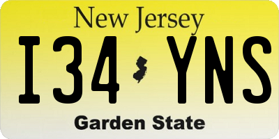 NJ license plate I34YNS