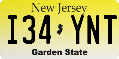 NJ license plate I34YNT
